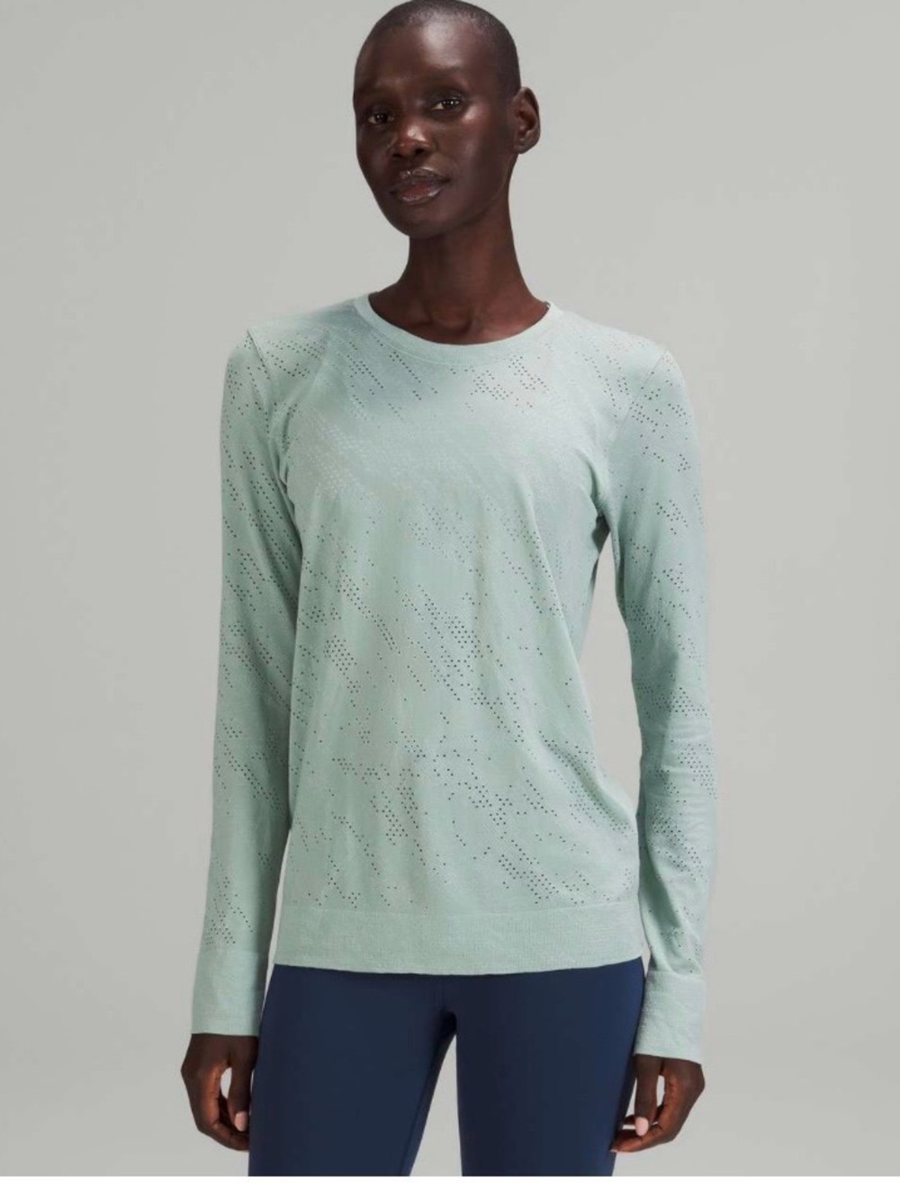 Lululemon Swiftly Relaxed Long Sleeve Painted Camo Silver Blue Green Sheer 8